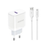 Tinklo įkroviklis 220V 2xUSB - USB micro 2.4A su laidu 1m baltas (white) Dudao A2EU 